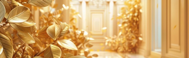 Fototapeta premium Ornate Golden Twig. Elegance in Nature concept