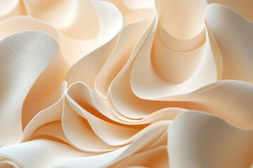 Abstract peach-toned paper waves, textured background.