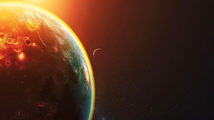 Fototapeta premium A close-up of a distant exoplanet, showing surface features and atmospheric composition, on white