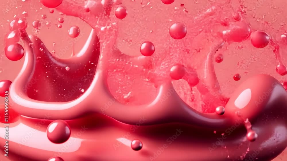 Aufkleber colorful liquid splash with vibrant red droplets and smooth curves creating dynamic movement effects
