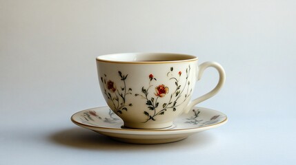 Obraz premium A decorative porcelain cup and saucer with floral designs.
