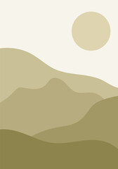 Mid century sunset print boho minimalist printable, wall art abstract home decor sun print bohemian art