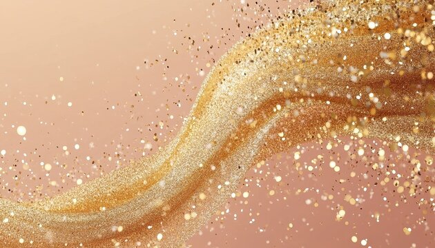 Golden Glitter Wave: Abstract Luxury Background with Shimmering Sparkle and Elegant Design