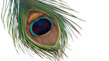 Obraz premium a close up of a peacock's tail feathers with a white background and a blue center piece in the center, Bholekar Srihari, generative art, highly detailed digital painting, an ultrafine detailed paintin