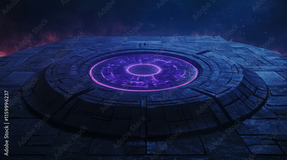 Poster monumental rotating sphere in a vast cosmic void with ethereal glow