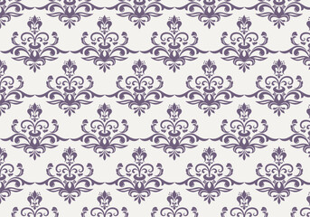 Seamless vintage damask floral wallpaper design with baroque ornament and Victorian retro texture