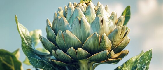 Obraz premium Close-up of an artichoke in a field.