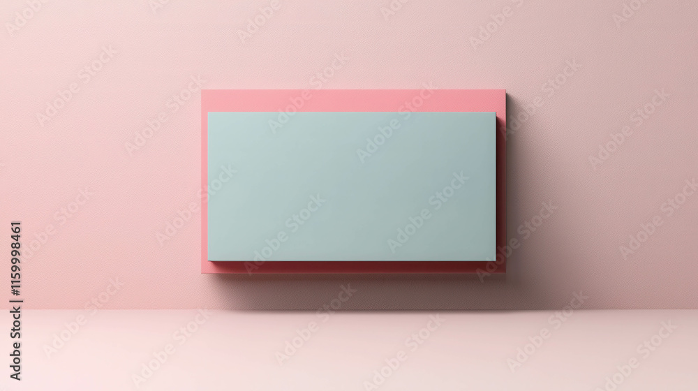 Poster pastel gray floating frame rectangles on soft pink background in 3d space