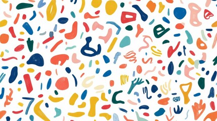 Obraz premium Abstract White Background With Hand Drawn Shapes Colorful Flat Design Vector Template For Wallpaper, Cover Design