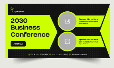Trendy business conference webinar template banner design, business strategy seminar banner design, fully editable eps 10 file format
