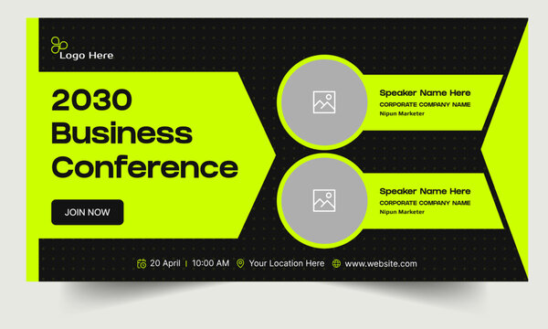 Trendy business conference webinar template banner design, business strategy seminar banner design, fully editable eps 10 file format