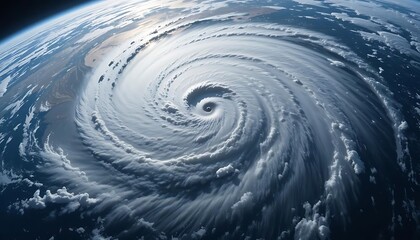 Powerful Hurricane Swirling Clouds Dramatic Earth View Intense Cyclone