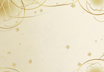 Elegant Gold New Year's Card with Luxury Japanese Patterns and Washi Paper Background