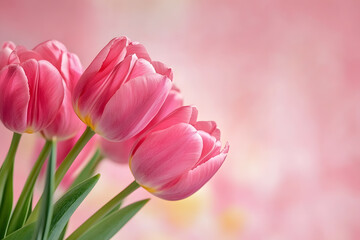 Naklejka premium Vibrant Pink Tulips Bouquet with Soft Blurred Background in Springtime : Generative AI