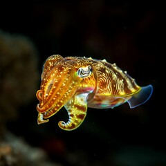 Colorful Squid Swimming in Ocean Waters