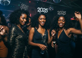 Three Black Women Celebrating New Year's Eve 2025