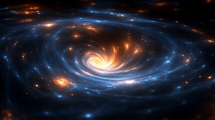 Obraz premium Cosmic Vortex A swirling nebula of blue and orange light