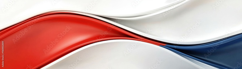 Poster dynamic waves of red white and blue fabric studio setting abstract art soft textures close-up view