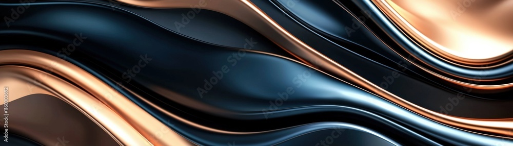 Poster flowing elegance abstract waves digital art modern aesthetic studio environment close-up view dynami
