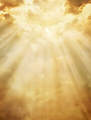Beam of Sunlight Breaking through Clouds Creating a Heavenly Scene : Generative AI