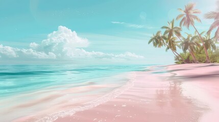 Fototapeta premium Tranquil Coastal Oasis. Serene Beachscape Concept