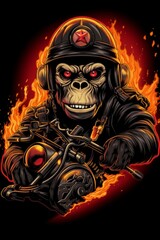 Flaming Skull Monkey Biker: Hellish Ride