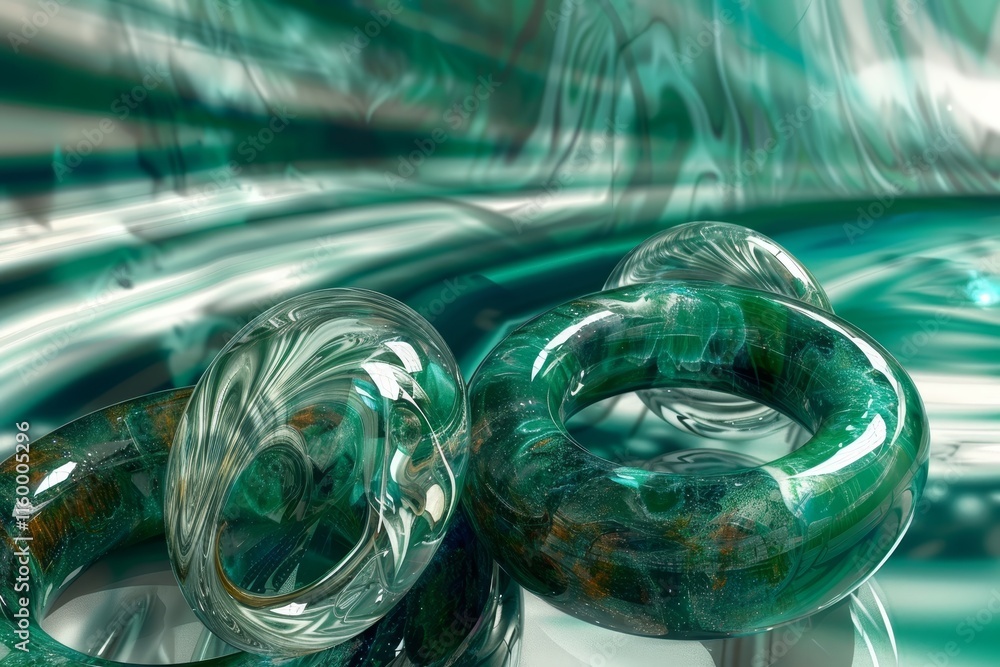 Aufkleber mesmerizing abstract fluid art with vibrant teal and turquoise creating a dynamic marble effect