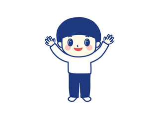 万歳をして喜ぶ男の子