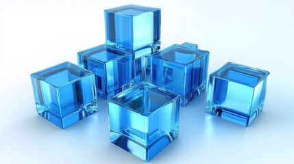 Abstract Composition of Blue Glass Cubes