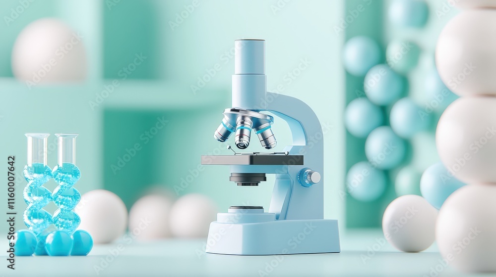 Poster microscope analysis in laboratory setting scientific equipment modern environment close-up view