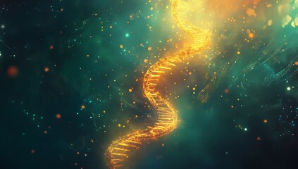 Glowing DNA helix in cosmic space. (1)