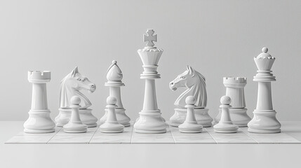 A symbolic representation of teamwork and leadership through a chessboard, highlighting the balance and unity among different roles, with the king at the center symbolizing leadership. The composition