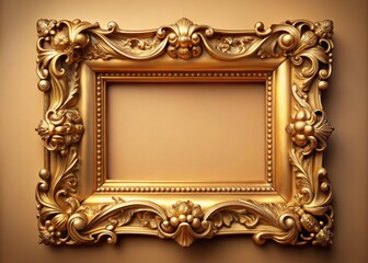 Elegant Gold Frame, Classic Interior Design, Close-up, Copy Space,  Generated Image