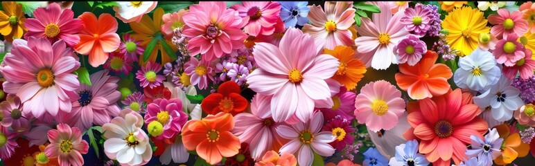 Vibrant Blooms. A beautiful display of purple and pink flowers in nature