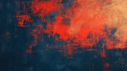 Fototapeta premium A painting with a blue background and red splatters