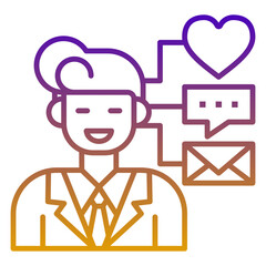 Career advancement icon, purple and yellow line gradient style