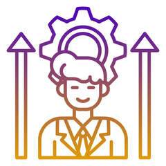 Career advancement icon, purple and yellow line gradient style