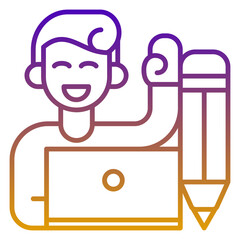 Obraz premium Career advancement icon, purple and yellow line gradient style