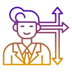 Career advancement icon, purple and yellow line gradient style