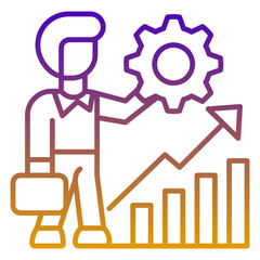 Career advancement icon, purple and yellow line gradient style
