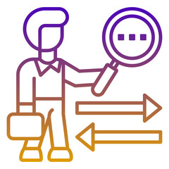 Career advancement icon, purple and yellow line gradient style