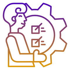 Career advancement icon, purple and yellow line gradient style