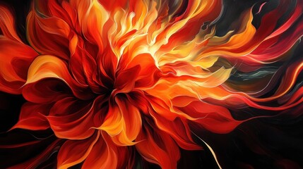 With bold, sweeping curves, the fiery petals evoke the essence of a blooming flame, a captivating blend of floral beauty and fire