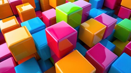 Obraz premium Vibrant Colorful Cubes Abstract 3D Render