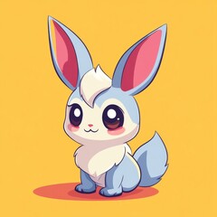 Fototapeta premium Adorable Blue Bunny Rabbit Cartoon Illustration