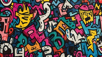 Urban graffiti pattern wallpaper