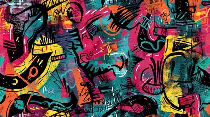 Urban graffiti pattern wallpaper