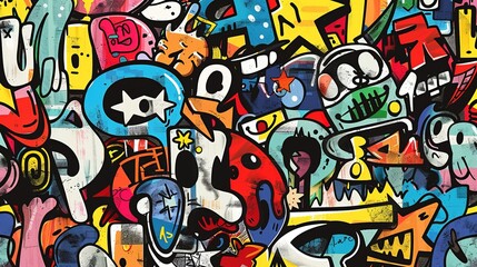 Urban graffiti pattern wallpaper