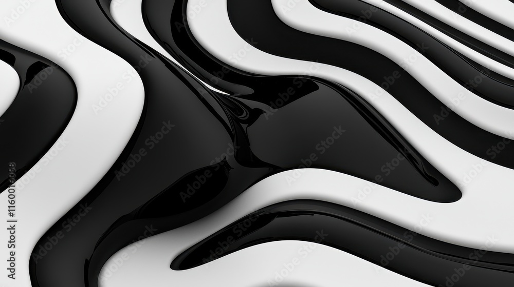 Poster abstract black and white wavy patterns with smooth textures for modern design backgrounds