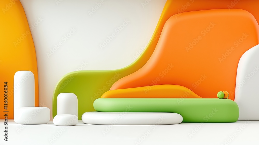 Aufkleber abstract colorful background with flowing shapes in smooth textures and bright colors for modern des
